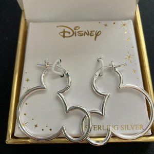 Disney Mickey Mouse Sterling Silver Hoop Earrings
